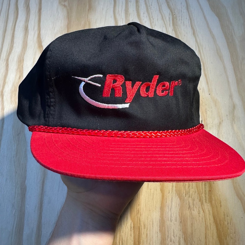 Ryder Trucker Hat Mens Black Red Snapback Rope Cap Nissun Vintage Style OSFA